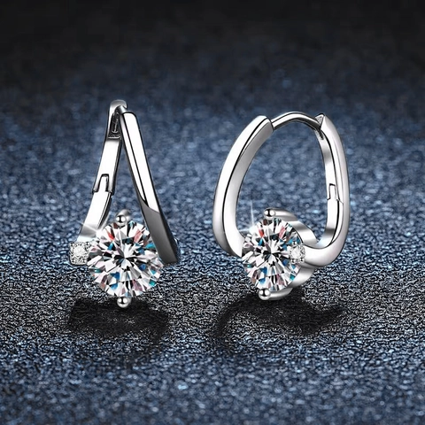 Luxury 925 Sterling Silver Moissanite Stud Earrings For Women D Color VVS1 1 Carat Irregular V-shaped Earrings Jewelry With GRA Certificate