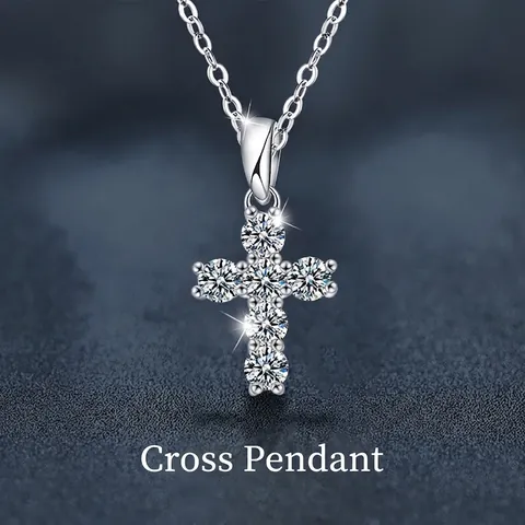 Moissanite Cross Pendant Necklace 925 Sterling Silver D Color VVS1 With GRA Certificate Fine Jewelry For Women Daily Party