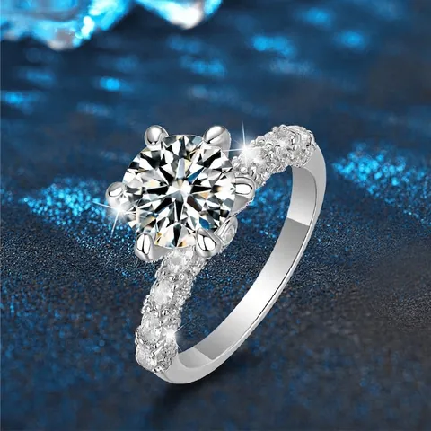 925 Sterling Silver Moissanite Ring Luxury Crown Design Round Cut Rhinestone Inlaid Engagement Wedding Jewelry For Women