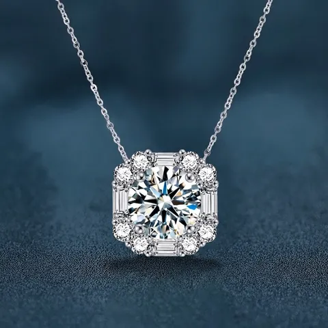 Lussuosa Collana Con Ciondolo a Zolletta di Zucchero in Argento Sterling S925 Moissanite Con Certificato GRA Catena Halo Donna