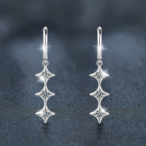 Boucles d'Oreilles Pendantes en Argent Sterling 925 Moissanite pour Femmes Élégantes Étoiles Glands Bijoux de Mode