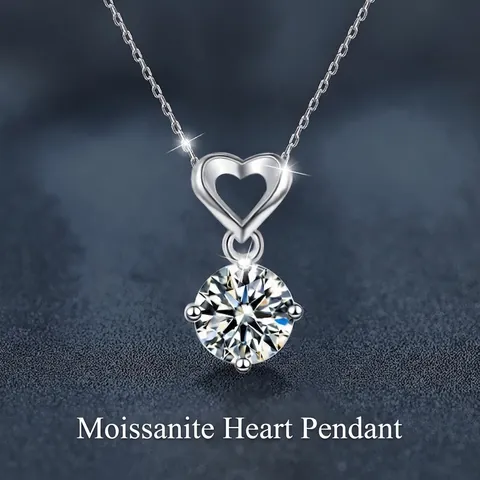 1 Carat D Color Moissanite Heart Pendant Necklace For Women 925 Sterling Silver With GRA Certificate Elegant Jewelry Gift