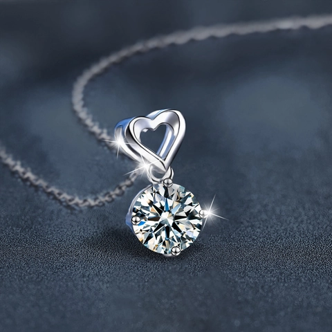 1 Carat D Color Moissanite Heart Pendant Necklace For Women 925 Sterling Silver With GRA Certificate Elegant Jewelry Gift