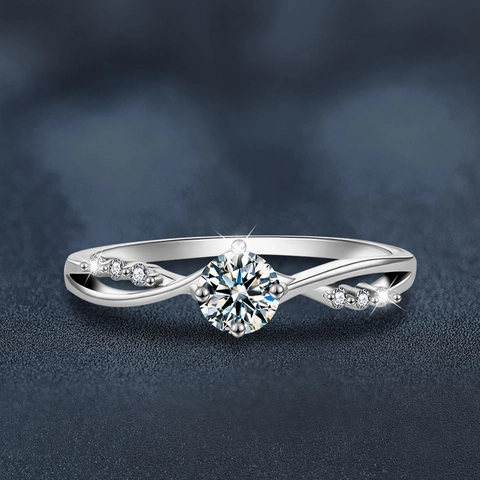 Classic Intertwined Four-Prong Moissanite Ring 925 Sterling Silver D Color Round Cut Engagement Wedding Jewelry For Women