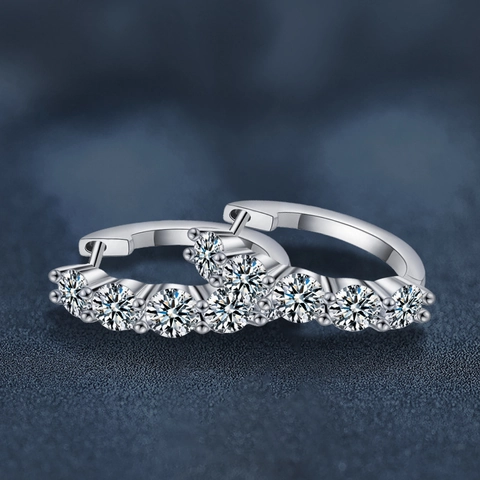 Pendientes de Aro de Plata de Ley 925 con Moissanita para Mujer Lujo Pavé Diamante de Laboratorio Joyas Estilo Elegante Regalo