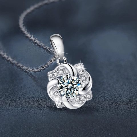 S925 Sterling Silber Moissanit Windmühle Anhänger Halskette Für Damen Elegantes Geometrisches Quadrat Schmuck Geschenk