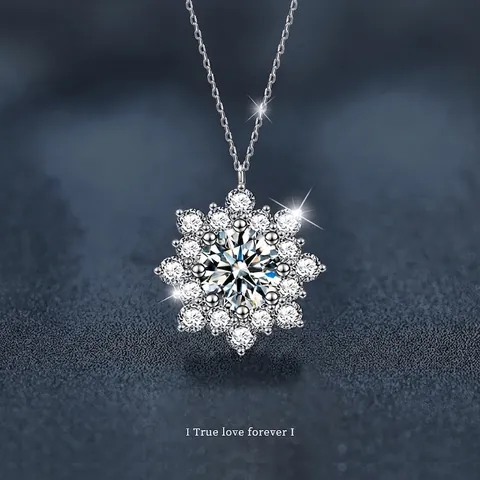 925 Sterling Silver Sunflower Moissanite Necklace For Women Inlaid D Color VVS1 Round Cut Moissanite Pendant Luxury Jewelry