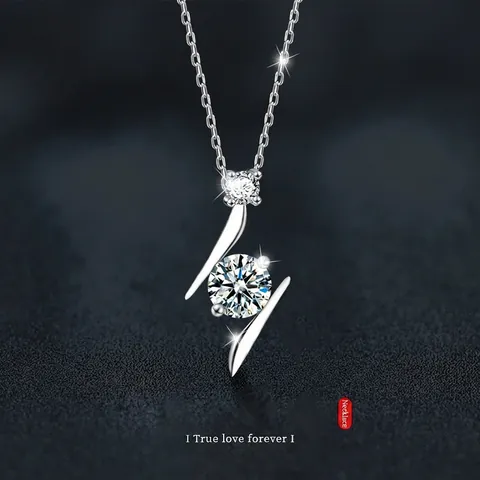 S925 Sterlingsilber Blitz Moissanit Anhänger Halskette Für Damen Minimalistisch D Color Funkelnd Schlüsselbeinkette Schmuck