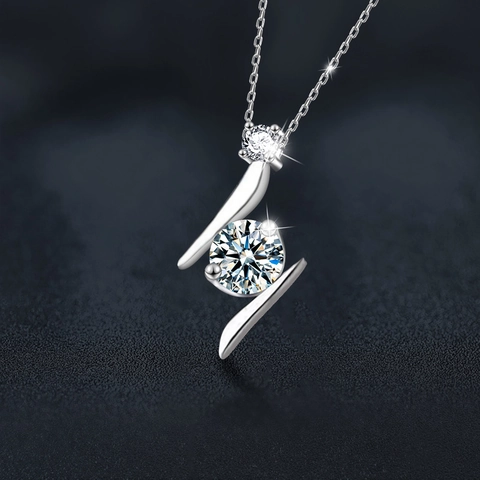 S925 Sterlingsilber Blitz Moissanit Anhänger Halskette Für Damen Minimalistisch D Color Funkelnd Schlüsselbeinkette Schmuck