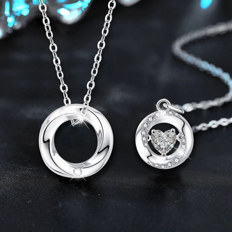 925 Sterling Silver Mobius Couple Necklace For Men Women Moissanite Heart Pendant Cable Chain Fashion Commute Jewelry Valentine Gift