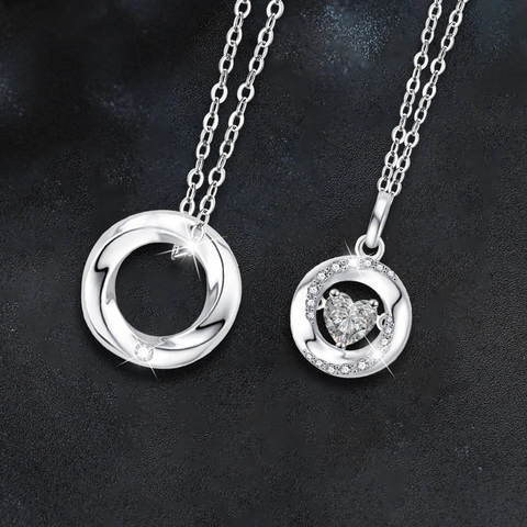 925 Sterling Silver Mobius Couple Necklace For Men Women Moissanite Heart Pendant Cable Chain Fashion Commute Jewelry Valentine Gift