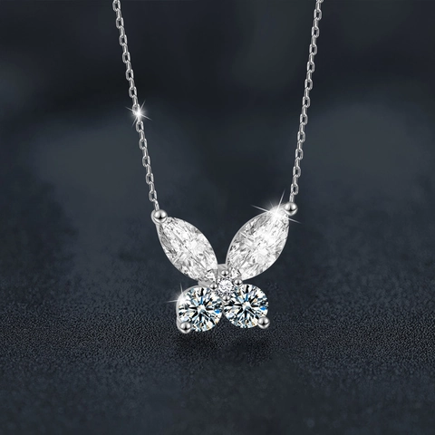 S925 Sterling Silver Moissanite Butterfly Necklace For Women D Color VVS1 Korean Minimalist Inlaid Clavicle Chain Jewelry Gift