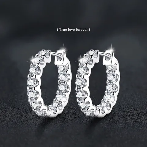 Luxury Moissanite Hoop Earrings 925 Sterling Silver D Color VVS1 Full Pave Diamond Huggie Earrings For Women Jewelry