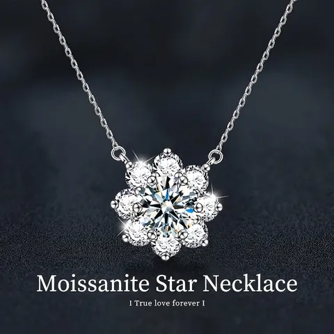 S925 Sterlingsilber Moissanit Achtzackiger Stern Anhänger Halskette Für Damen Funkelnde Moissanit Stern Halsketten Schmuck Geschenk