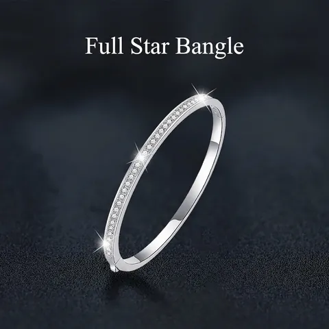 S925 Sterling Silver Moissanite Bangle For Women D Color VVS1 Sparkly Full Star Inlaid Elegant Bangle Fine Jewelry Gift