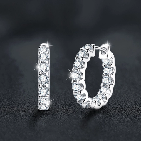 Luxury Moissanite Hoop Earrings 925 Sterling Silver D Color VVS1 Full Pave Diamond Huggie Earrings For Women Jewelry