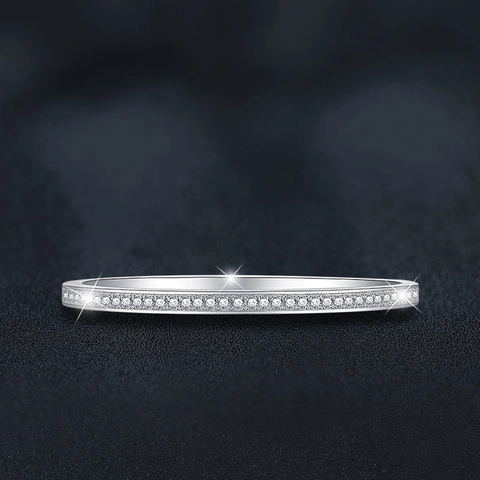 S925 Sterling Silver Moissanite Bangle For Women D Color VVS1 Sparkly Full Star Inlaid Elegant Bangle Fine Jewelry Gift