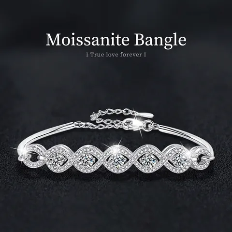 S925 Sterling Silver Moissanite Bracelet For Women Infinity Design Adjustable Chain High Quality Jewelry Wedding Gift