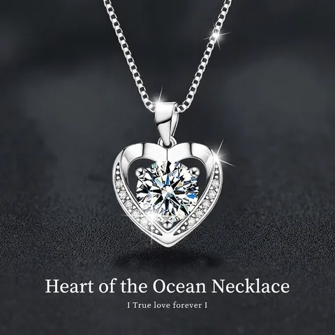 Lussuosa Collana Con Ciondolo a Cuore in Argento Sterling 925 Con Moissanite Brillante e Strass Elegante Gioiello Donna