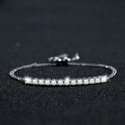 925 Sterling Silver Moissanite Smile Bracelet For Women Adjustable D Color Moissanite Tennis Bracelet Fine Jewelry Gift