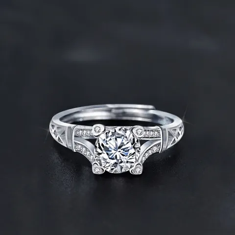 Δαχτυλίδι Αρραβώνων Moissanite από Ασήμι S925 Πύργος του Άιφελ για Γυναίκες Ρυθμιζόμενο Κούφιο Σχέδιο Πολυτελές Δαχτυλίδι