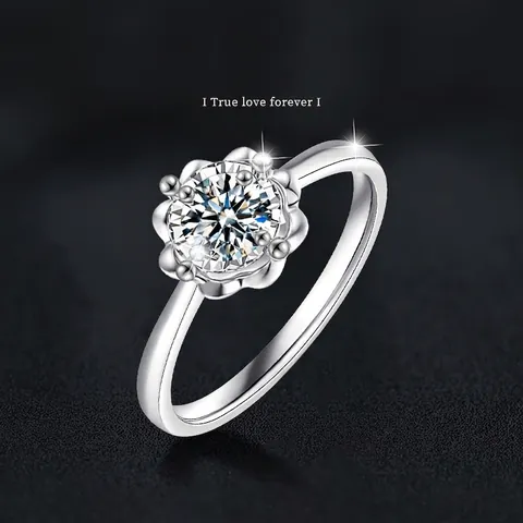 S925 Sterling Silver Moissanite Flower Ring For Women Elegant 0.5ct Moissanite Engagement Wedding Band Flower Shaped Luxury Ring Jewelry