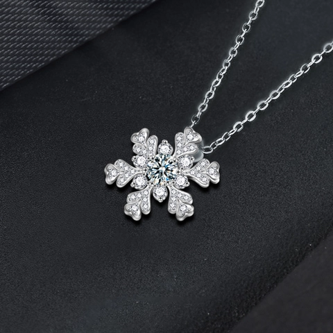 Collar con Colgante de Copo de Nieve de Moissanita en Plata de Ley S925 para Mujer Elegante Joyería de Navidad Regalo