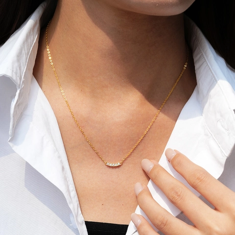 Collana in Argento Sterling 925 Con Moissanite per Donna Placcata in Oro 14K Pendente a Forma di Sorriso Gioielli Moda