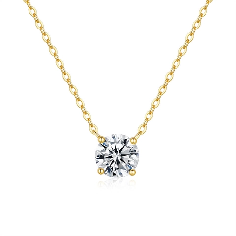 Elegante 925 Sterlingsilber Moissanit Halskette Brillant Rundschliff Anhänger Vier-Krappen Einfach Modeschmuck Für Damen