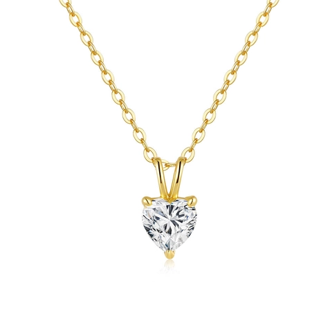 925 Sterling Zilveren Hart Hanger Ketting Voor Vrouwen Moissaniet Zirconia Verguld Minimalistische Sieraden Elegant Cadeau