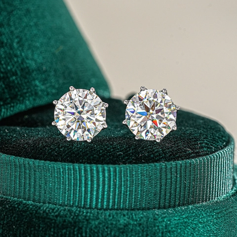 Orecchini a Bottone in Argento Sterling S925 Con Moissanite a Sei Griffe Per Donna Gioielli per Orecchie Con Scatola