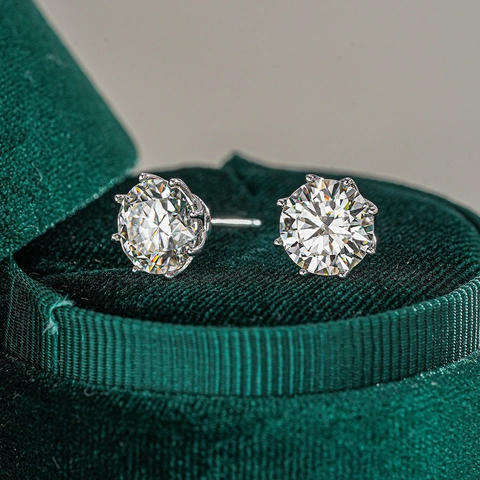 Orecchini a Bottone in Argento Sterling S925 Con Moissanite a Sei Griffe Per Donna Gioielli per Orecchie Con Scatola