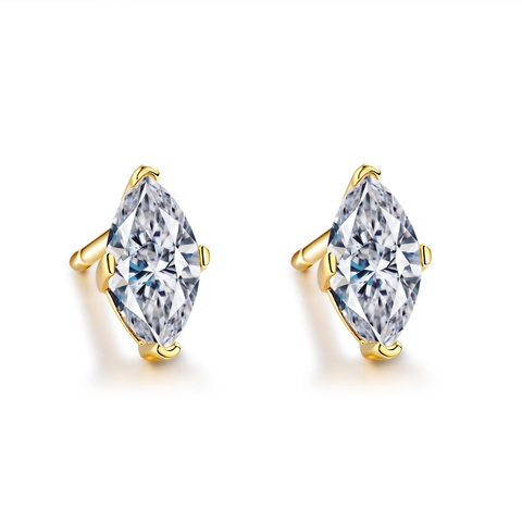 925 Sterling Silver Marquise Cut Moissanite Stud Earrings For Women Luxurious Inlaid Rhinestone Gemstone Ear Bone Studs Jewelry