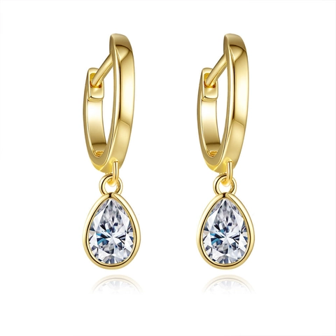 Orecchini a Bottone a Goccia in Argento Sterling S925 Con Moissanite Placcati in Oro 14K Orecchini Pendenti per Donna Gioielli
