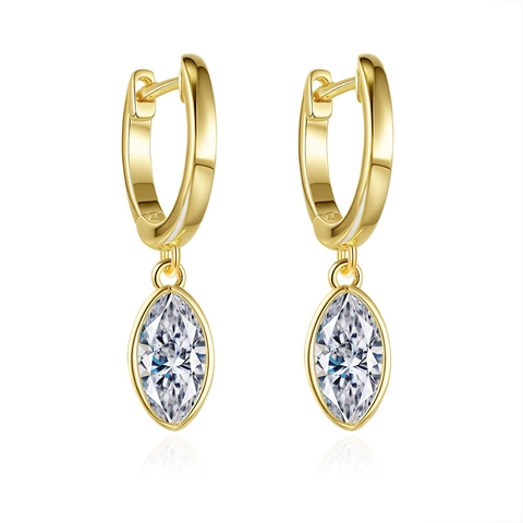 Orecchini a Bottone in Argento Sterling 925 con Moissanite Marquise Orecchini Geometrici Minimalisti Placcati Oro Gioielli Donna