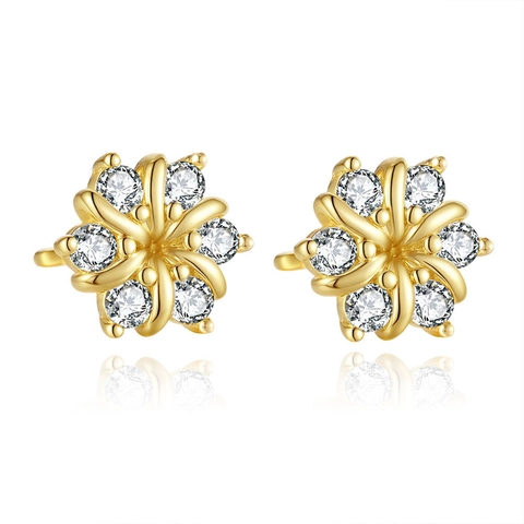 Orecchini a Bottone in Argento Sterling 925 Moissanite Girasole Placcati Oro Minimalisti Floreali Gioielli per Donna Matrimonio Sposa Regalo