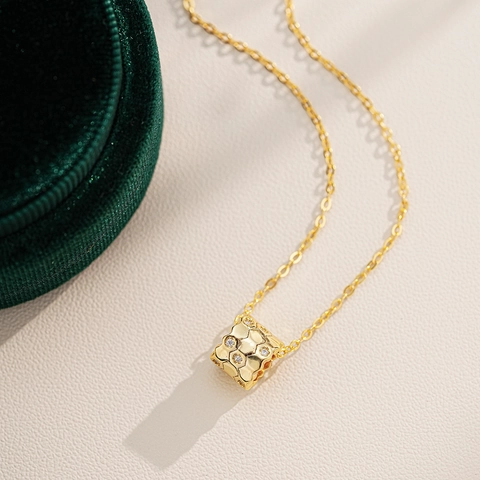 Collana con Ciondolo a Nido d'Ape in Argento Sterling S925 Moissanite Donna Catena da Clavicola Geometrica Gioielli Con Certificato GRA