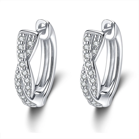 Luxus Moissanit 925 Sterlingsilber Creolen Für Damen Gedrehtes Infiniti Design Eleganter Retro Mode Schmuck Ohrenschnalle