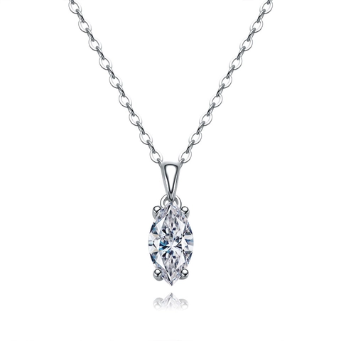 Collana con Ciondolo in Moissanite in Argento Sterling 925 Taglio Marquise Gemma Scintillante Catena Minimalista Gioielli da Donna