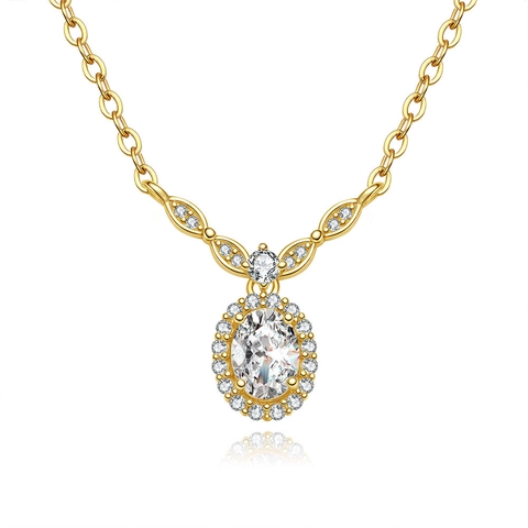 Collana in Argento Sterling 925 con Moissanite per Donna Ciondolo Halo Ovale Placcato in Oro 18K Collana con Catena Gioielli Eleganti per Matrimonio Regalo Quotidiano