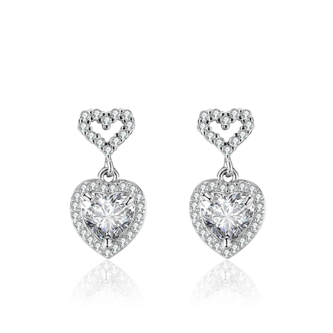 925 Sterlingsilber Herz Moissanit Ohrstecker Für Damen Exquisite D Farbe Moissanit Strass Herz Drop Ohrringe Hochzeit Schmuck