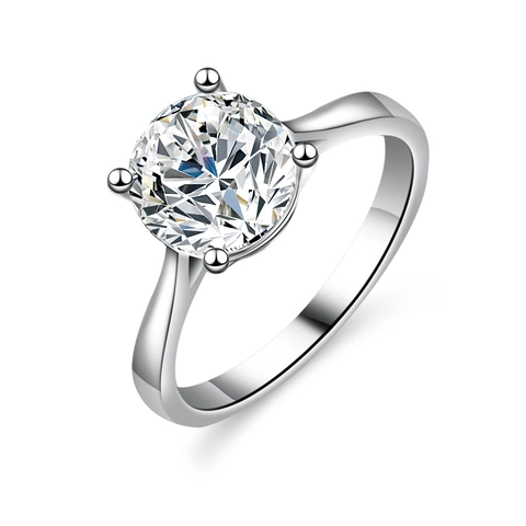 Klassisch Vier-Zinken 925 Sterlingsilber Moissanit Ring Für Damen Funkelnd Hochzeit Verlobung Schmuck Jubiläum Geschenk