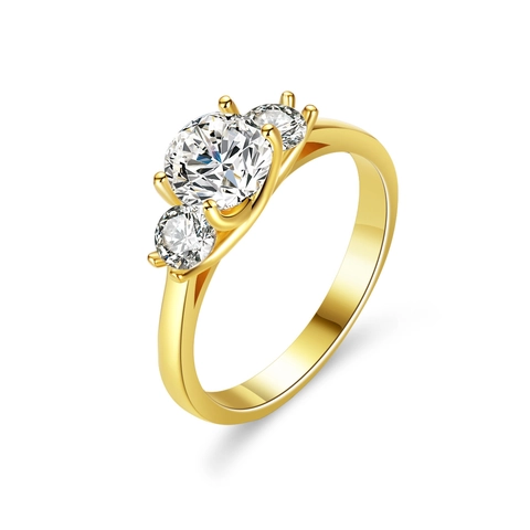 Anillo Clásico de Tres Piedras de Moissanita Redonda de 1 Quilate Plata de Ley 925 Con Certificado GRA Joyería de Boda Mujer