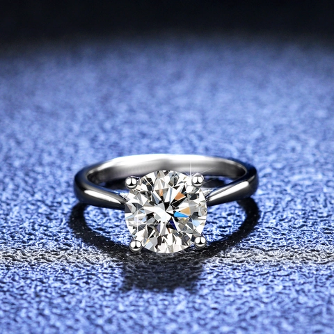 Klassisch Vier-Zinken 925 Sterlingsilber Moissanit Ring Für Damen Funkelnd Hochzeit Verlobung Schmuck Jubiläum Geschenk