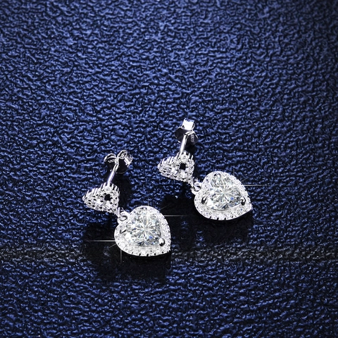 925 Sterlingsilber Herz Moissanit Ohrstecker Für Damen Exquisite D Farbe Moissanit Strass Herz Drop Ohrringe Hochzeit Schmuck