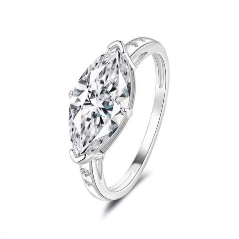 925 Sterlingsilber Marquise Schliff Moissanit Ring Für Damen Minimalistisch Elegant Hochzeit Verlobung Schmuck Silber Ring