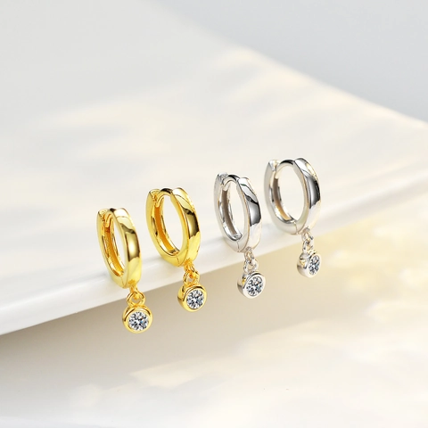 925 Sterlingsilber Moissanit Ohrringe Für Damen Minimalistische Vergoldete Runde Huggie Ohrringe Hochzeits Schmuck