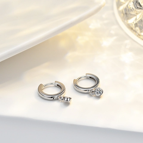 925 Sterlingsilber Moissanit Ohrringe Für Damen Minimalistische Vergoldete Runde Huggie Ohrringe Hochzeits Schmuck