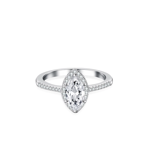S925 Sterling Silver Marquise Cut Moissanite Ring For Women 1 Carat Zirconia Halo Engagement Wedding Band Fashion Jewelry
