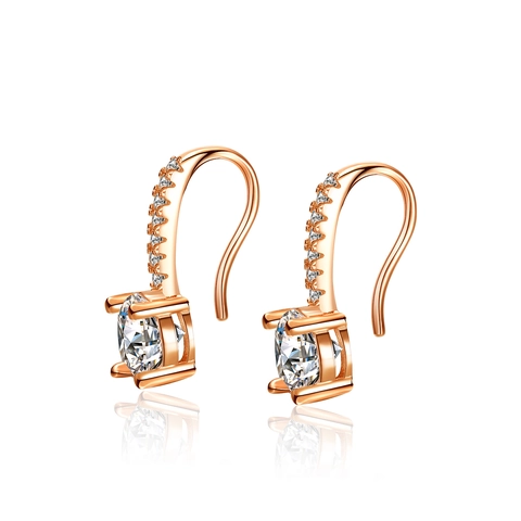 Pendientes Colgantes de Plata de Ley 925 Moissanita Circonia para Mujer Corte Redondo Cuatro Garras Joyería Vintage